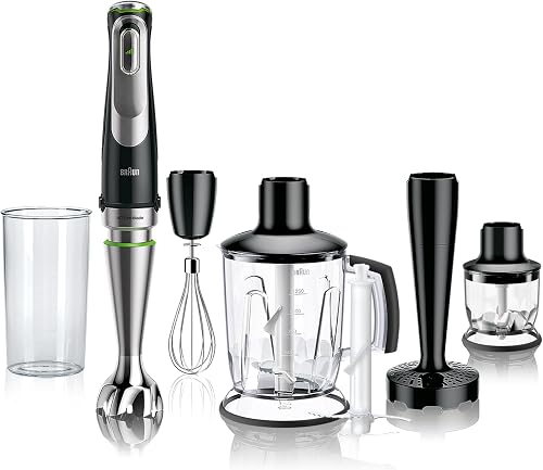 Braun MultiQuick 9 - Mixeur Plongeant, Anti Splash, Sélection Précise de la Vitesse, Active PowerDrive pour des Résultats Onctueux, Blender, Mini-hachoir, Verre Doseur 600mL, 1200W, Noir (MQ9147X) - 1