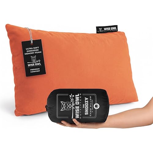 Wise Owl Outfitters Camping Pillow – Memory Foam Travel Pillow for Airplane Sleeping, Hiking, Backpacking & Outdoor Use - Small & Portable for Adults, Car, Camp & Tent