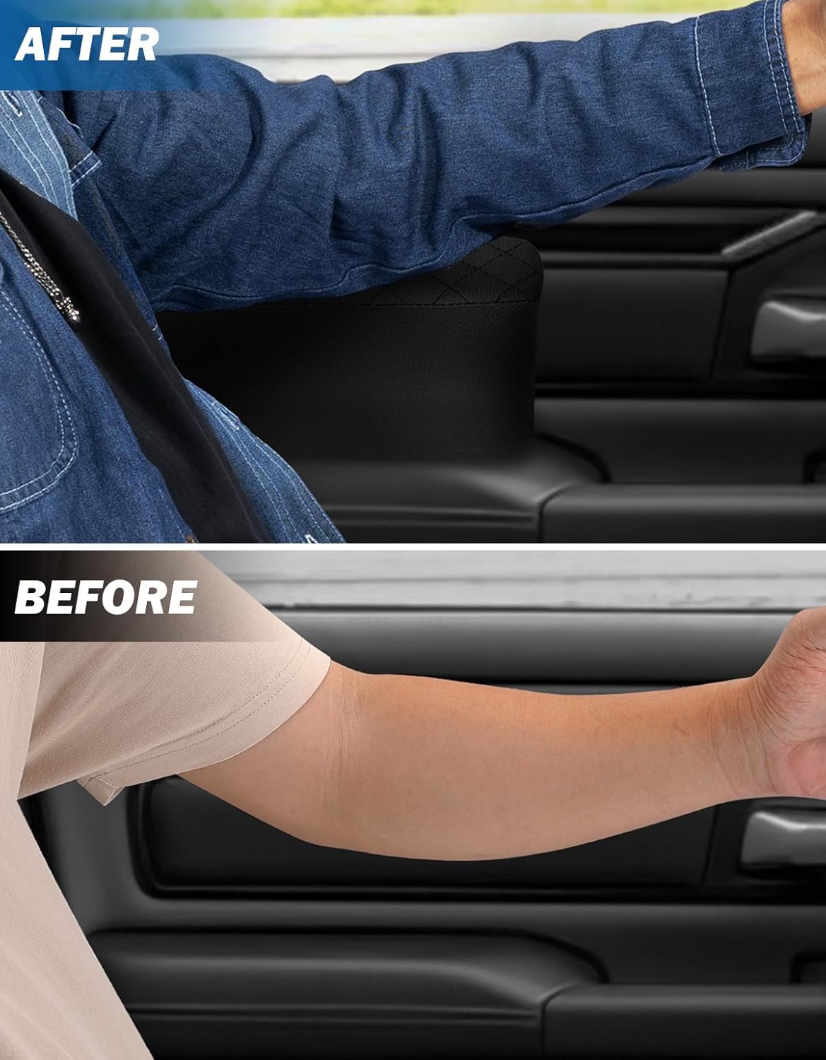 JOYTUTUS Car Door Armrest Pad Compatible with 2019-2025 Ram Elbow Rest Pad, Car Arm Rest Support Cushion, Black 11.81" x 4.13" x 3.15"