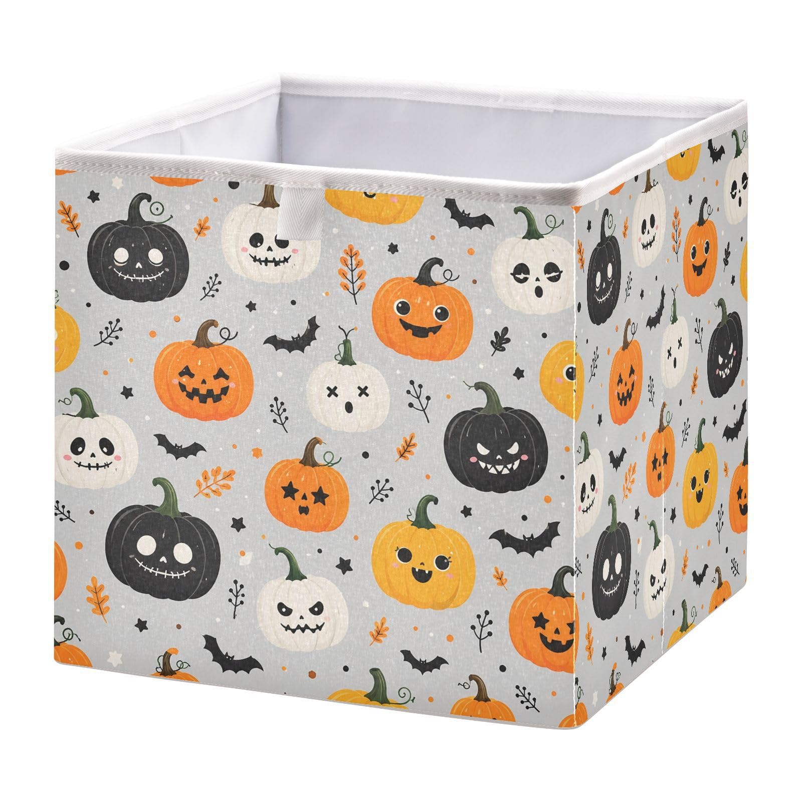 Ewusp Halloween Pumpkins Cube Storage Boxes 28x28 cm Foldable Closet Organiser Bin Holiday Basket Baby Basket for Nursery Bedroom Office