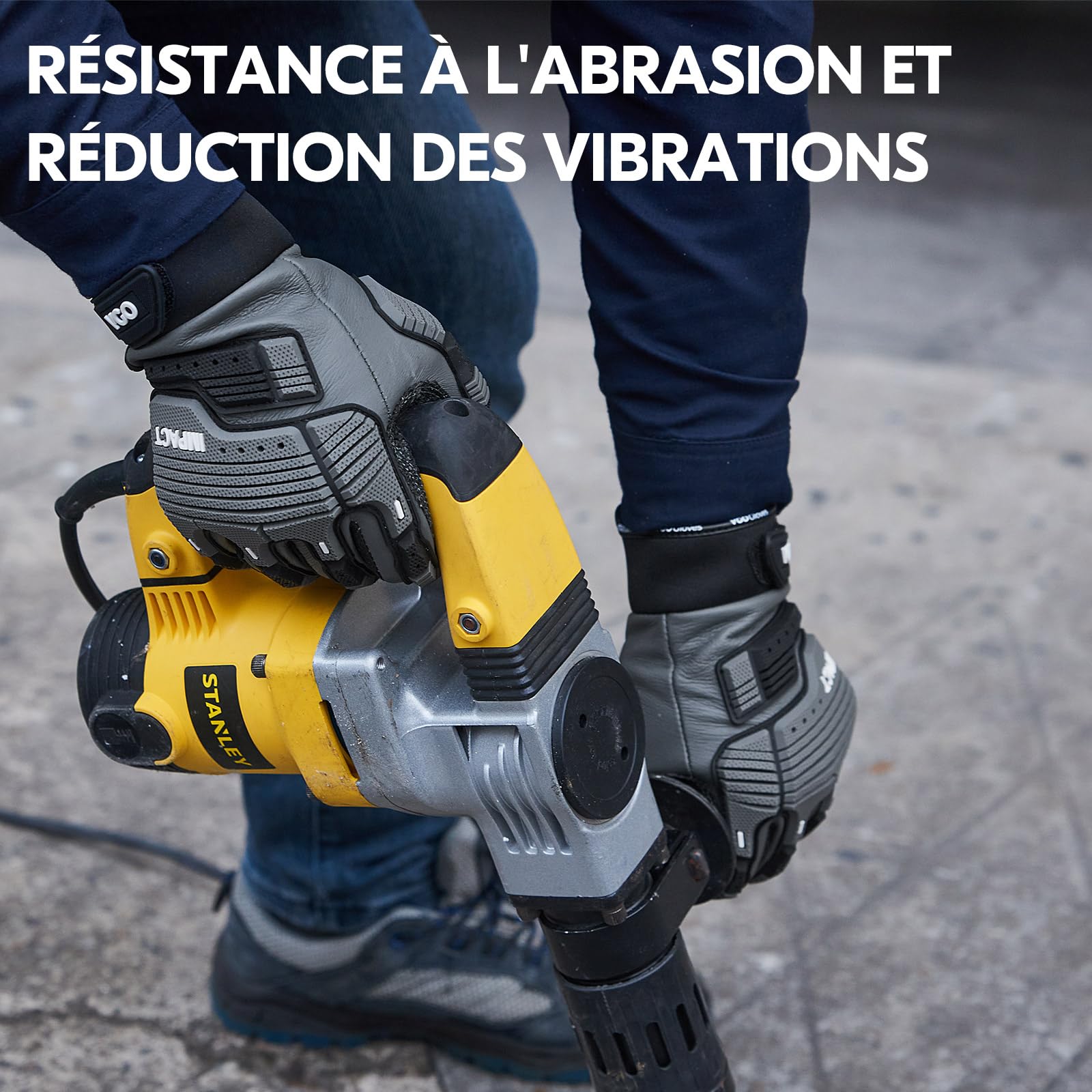 Vgo... Gants mécanicien en cuir homme anti-vibration et impact(CA7722WR,S) | Gris,cuir de vachette déperlant,anti-vibration,très abrasif,écran tactile,industriel,automobile,heavy duty mécanicien