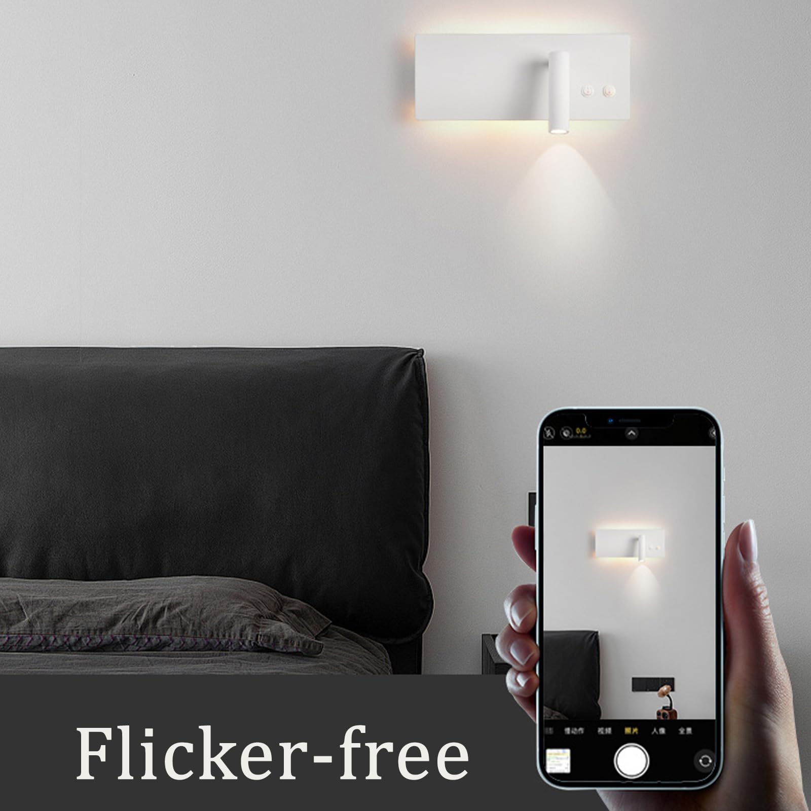 LED Wandleuchte Innen Leselampen mit 2 Schalter Moderne Wandbeleuchtung 350° Drehbar Verstellbar Spot Wandlampen Aluminium für Schlafzimmer Nachttisch Wohnzimmer (Weiß Rechts,Warmes Licht)