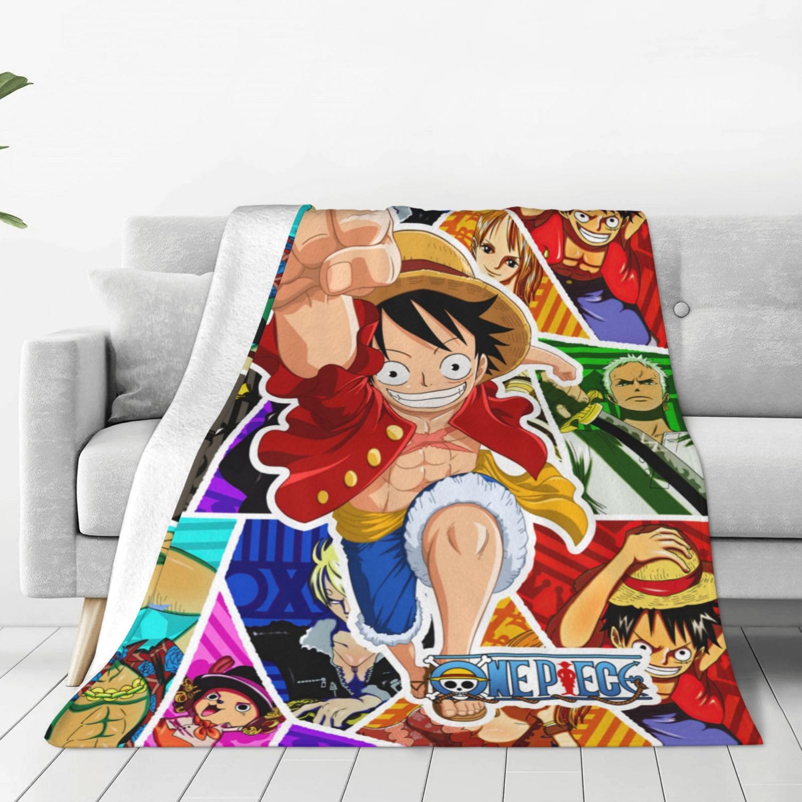 Anime Blanket Characters One Blanket Flannel Fleece Throw Blanket Japanese Cartoon Blankets for Teen Boy Adults Gift Funny Blankets Decor for Home Couch Bed Sofa Picnic Plush Travel 50"x40"