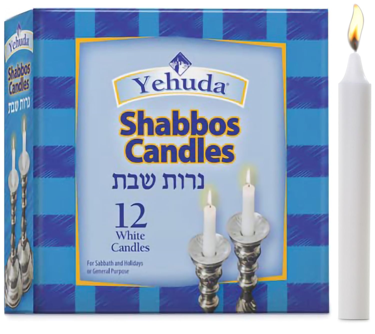 Yehuda Shabbat Candles (12 Candles), fits all standard