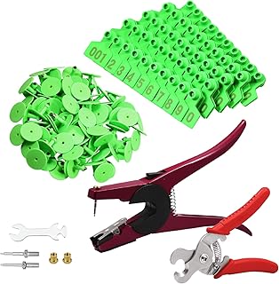 SPEEDWOX Livestock Ear Tag Applicator with 1-100 Number Plastic Cow Cattle Ear Tag Ear Tag Remover Tool and 2 Replaceable Ear Tag Needle Pins