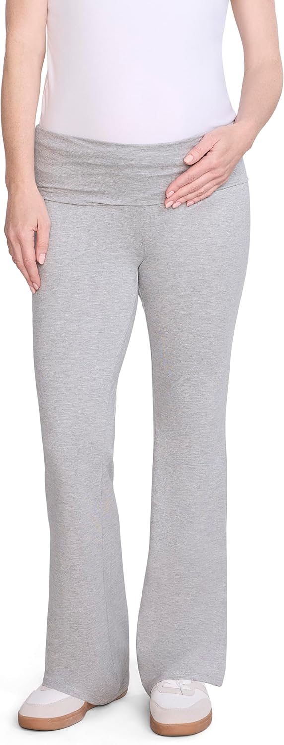 Motherhood Maternity Womens Full Length Roll Over Waist Lightweight Lounge Flare Pregnancy Yoga Pants