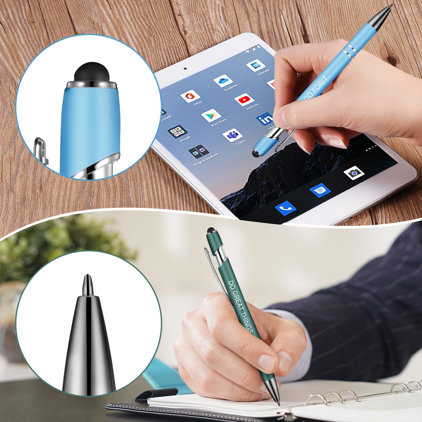 12 Lustige Motivationsstifte Mit Stylus-Spitze – Schwarze Tinte, Mit Positiven Sprüchen