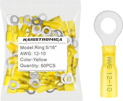 Miniatura 57 de haisstronica 100 conectores de anillo termorretráctil de grado marino rojo de 5/16 pulgadas, conectores de terminales de anillo de cobre rojo