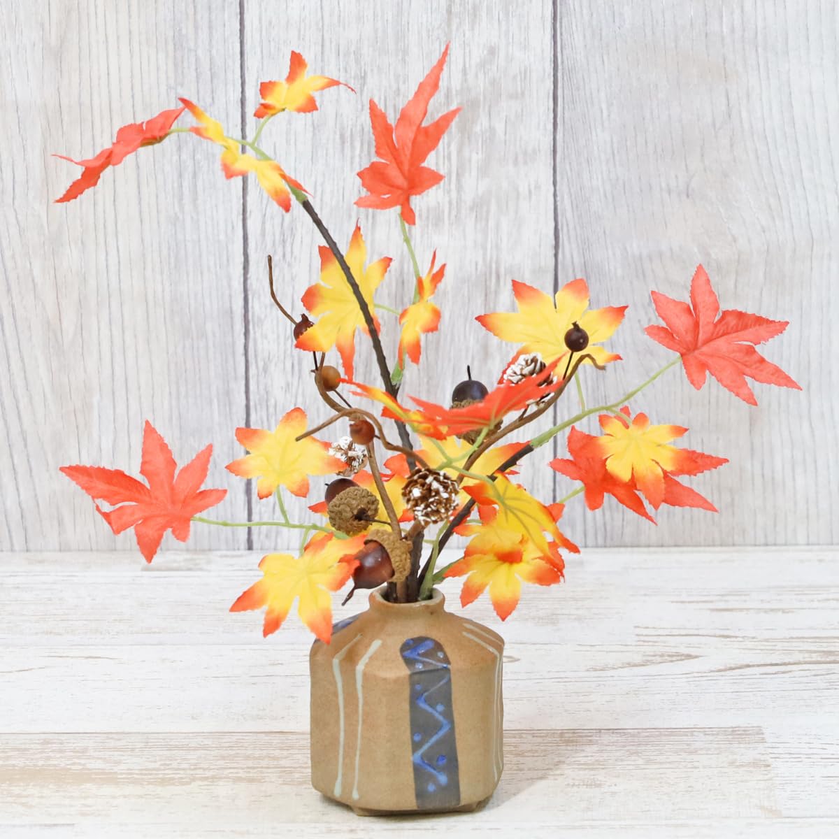 秋の造花 お楽しみ箱いっぱい‼️柿、毬栗、紅葉、ススキ、どんぐり…