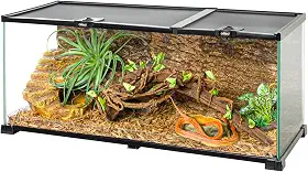 OiiBO Tanque de répteis de 20 galões, 76,2 x 30,5 x 30,5 cm, alimentação superior de terrário e ventilação de tela de porta deslizante dupla com bandeja de PVC de fácil limpeza para répteis cobra