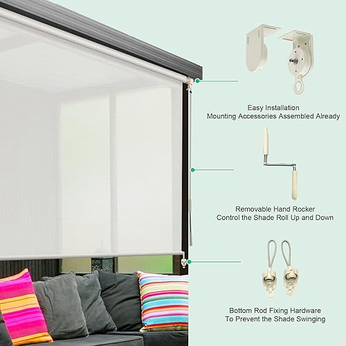 Miniatura 8 de PASSENGER PIGEON Persianas enrollables sin cordón para exteriores, persiana exterior de ventana, persianas enrollables de tela solar con corte UV