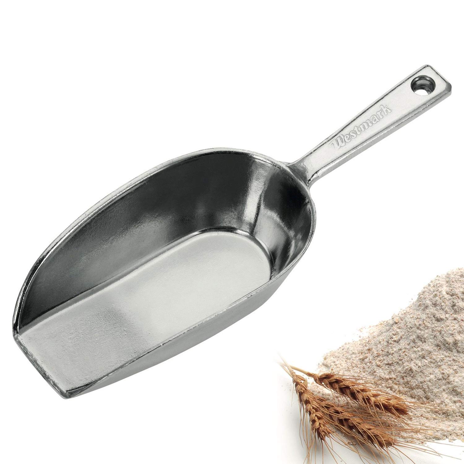 HENDI 580233 Digitale Küchenwaage, Haushaltwaage, für max 15kg & Westmark Abwiege-/Abfüll-/Futter-/Sackschaufel, Füllvolumen: 300 ml (ca. 290 g Mehl), Aluminium, Hygia, Silber