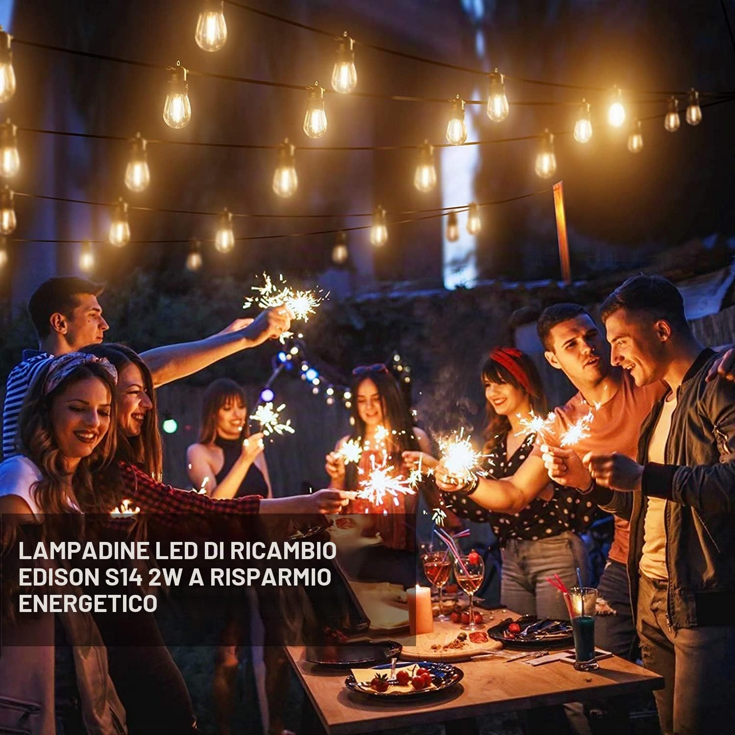 S14 Lampadine a filamento LED 2W, Lampadina Edison in plastica bianca calda 2200K equivalente a 40W incandescenza, E27 130LM per sostituzione lampadine per luci esterne impermeabili, 25 pezzi