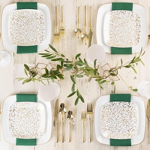 Miniatura 5 de Blue Sky Leaf Square - Platos de plástico desechables orgánicos de alta calidad, paquete combinado de 32 unidades, 7.25 pulgadas y 10 pulgadas,