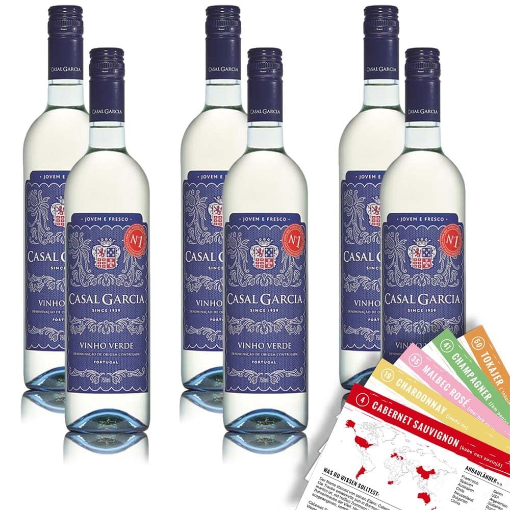 Casal Garcia Vinho Verde DOC, halbtrocken, sortenreines Weinpaket + VINOX Winecards (6x0,75l)