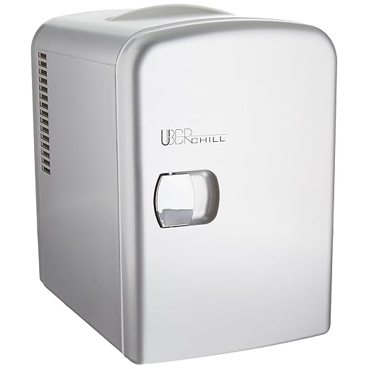 Uber Appliance Mini Fridge For Beauty, Skin Care, Makeup, Cosmetics storage - 6 can capacity portable refrigerator cooler and warmer - Thermoelectric technology - For Bedroom, office, dorm or car
