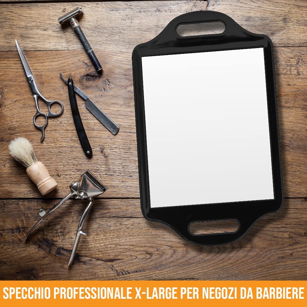 Mirrorvana Parrucchiere professionale con manico - portatile e appendibile per barbiere e salone - taglio capelli (21 cm x 35 cm)