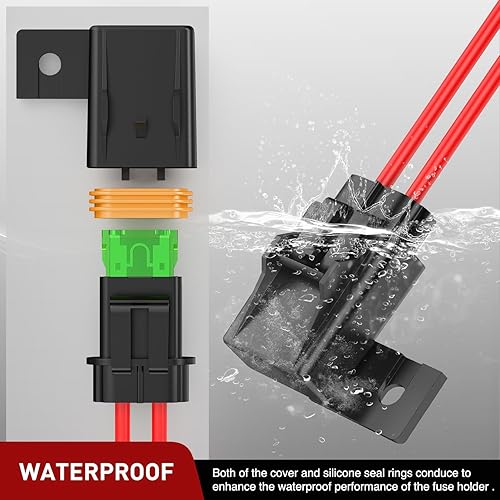 Miniatura 5 de Nilight 6 piezas Portafusibles en Línea 12AWG Impermeable ATCATO Portacuchillas 20A 30A 40A Regular Trabajo Pesado en Línea con Cubierta Compatible