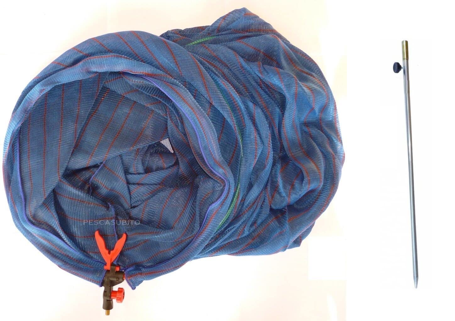 Picchetto + Nassa 2.50mt con Reggicanna da Pesca Micro Rete con Porta Reggi Canna Inglese Ledgering