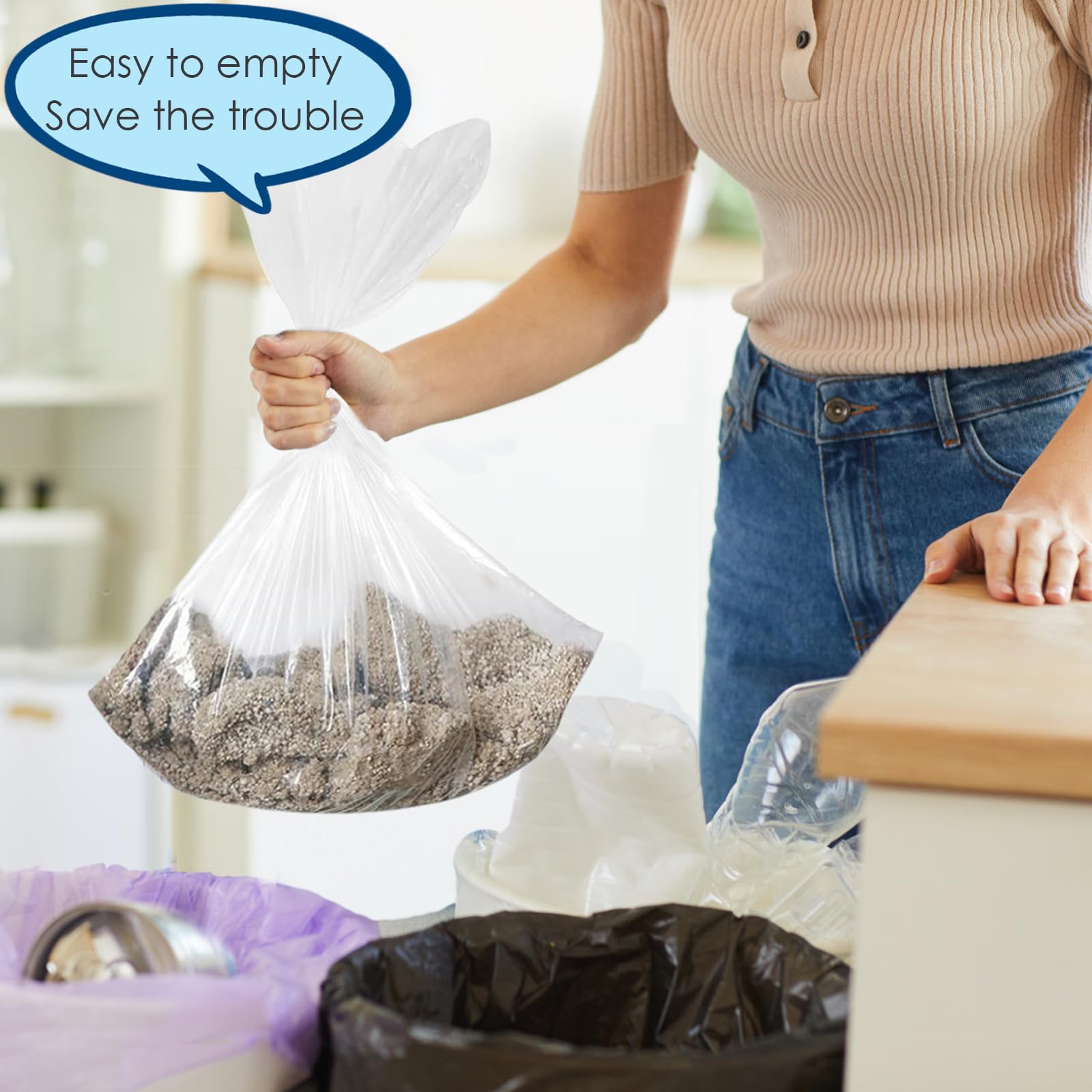 30 bolsas de arena para gatos, bolsas de basura para gatos autolimpiables, fáciles de limpiar y reemplazables