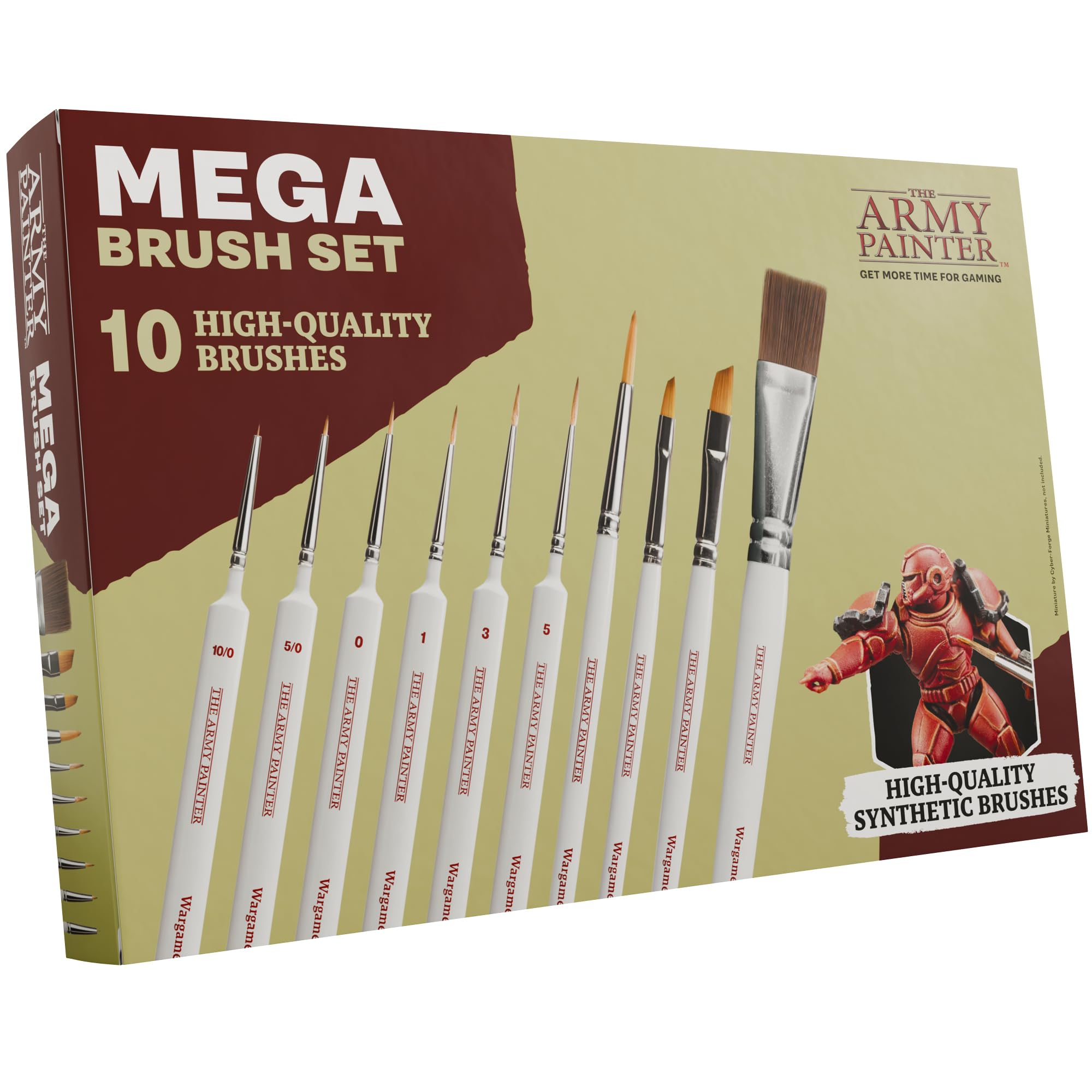 The Army Painter, Mega Brush Set, 10 Wargamers Miniature Paint Brushes - 3 for Layering, 2 for Drybrushing, 3 for Detailing & 2 for Large models