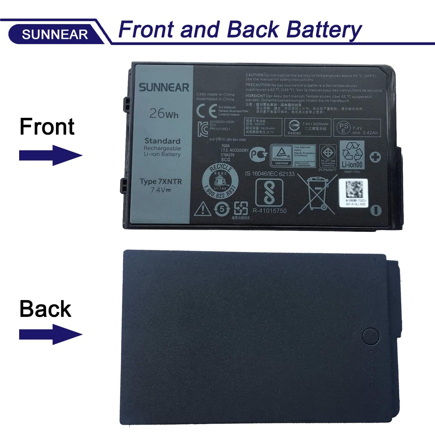 Amazon.com: SUNNEAR 7XNTR J7HTX Laptop Battery Compatible with