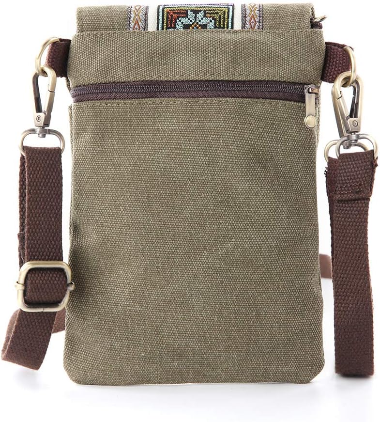 SILKAREA Vintage Embroidered Canvas Flip Small Crossbody Bag Cell Phone Pouch for Women Wristlet Wallet Bag Coin Purse - Image 3