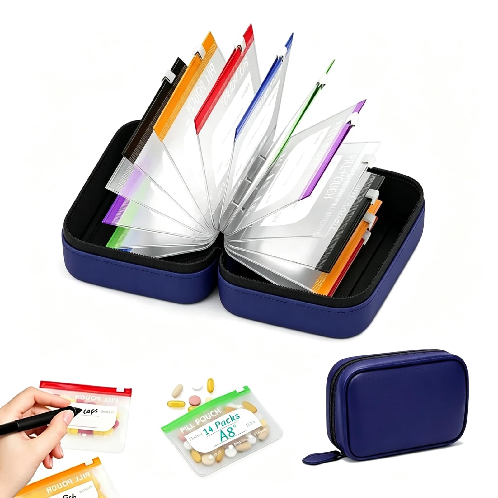 A8 Waterproof Pill Pouch Organizer Set for 7-14 Days Medication Storage (E)