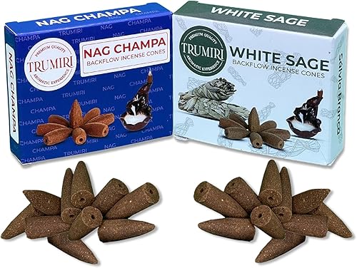Miniatura 1 de Conos de incienso de reflujo  Paquete combinado de 20 conos de incienso en cascada  10 Nag Champa + 10 salvia blanca  Conos de incienso de reflujo