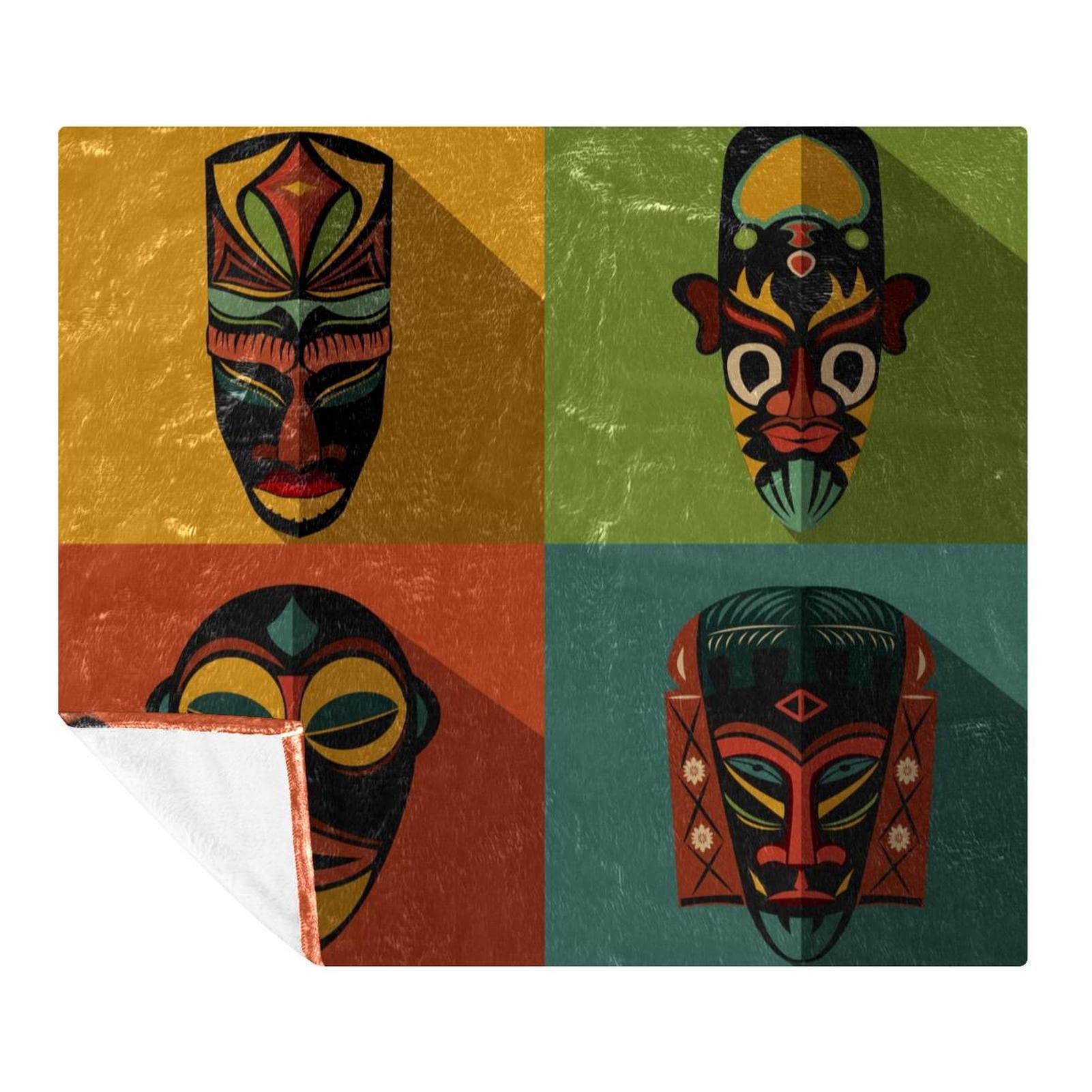 Couverture polaire microfibre haut de gamme aux symboles ethniques africains