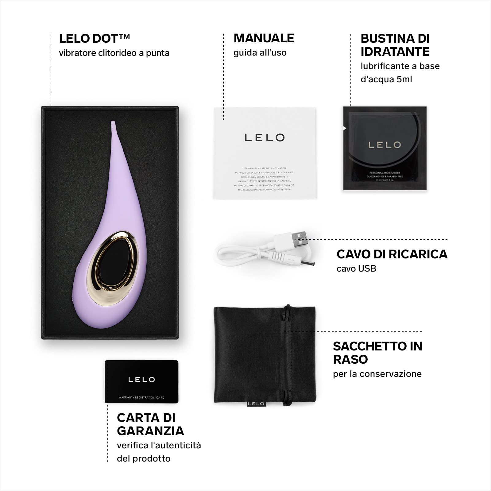 LELO DOT Stimolatore a Punta Clitorideo per Donne con Movimento Ellittico e 8 Modalità di piacere, Sex Toys per Donne, Lilac