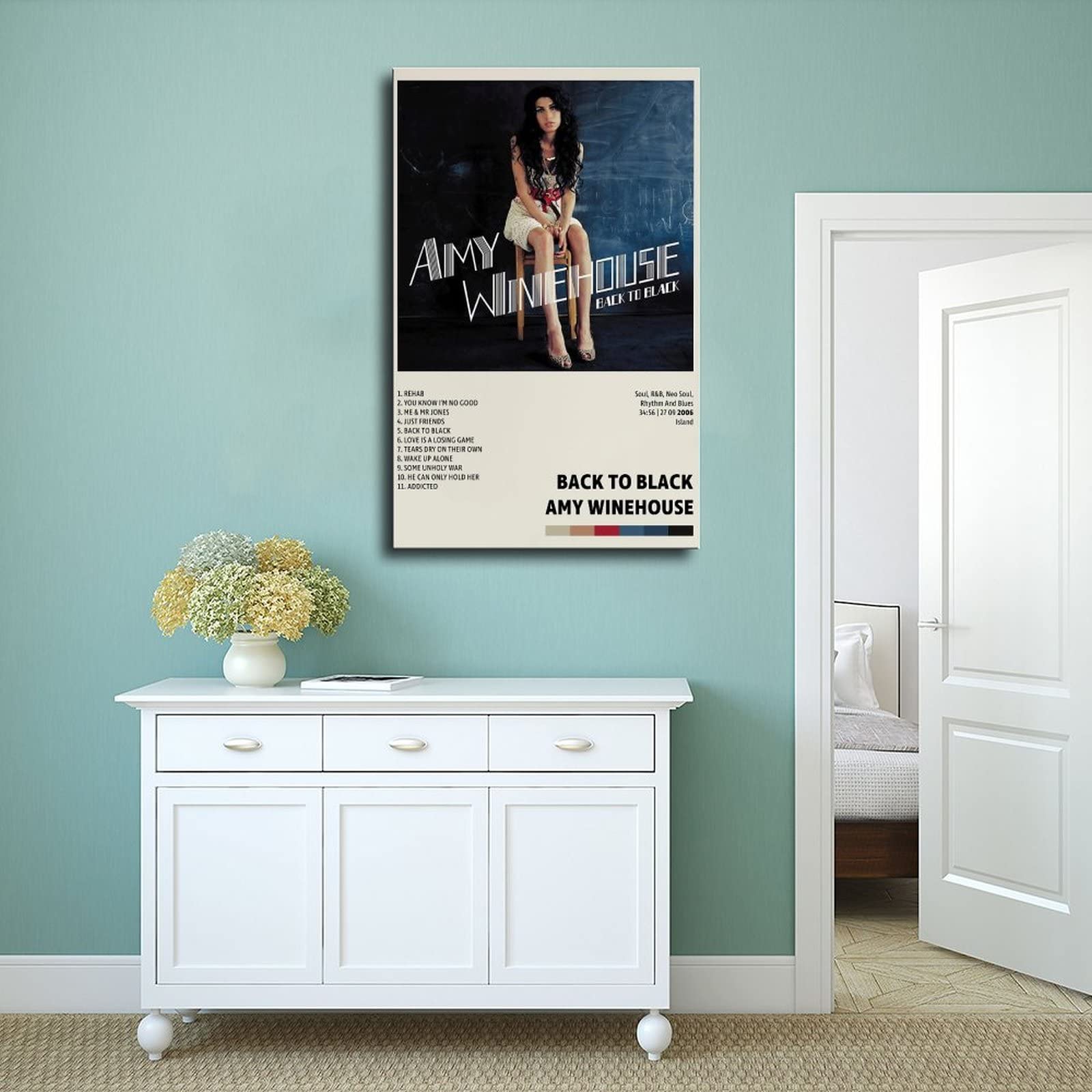 Quadro Dipinto A Mano Amy Winehouse – 40x30 Cm Con Cornice, Stile Moderno, Regalo Per Appassionati Di Musica
