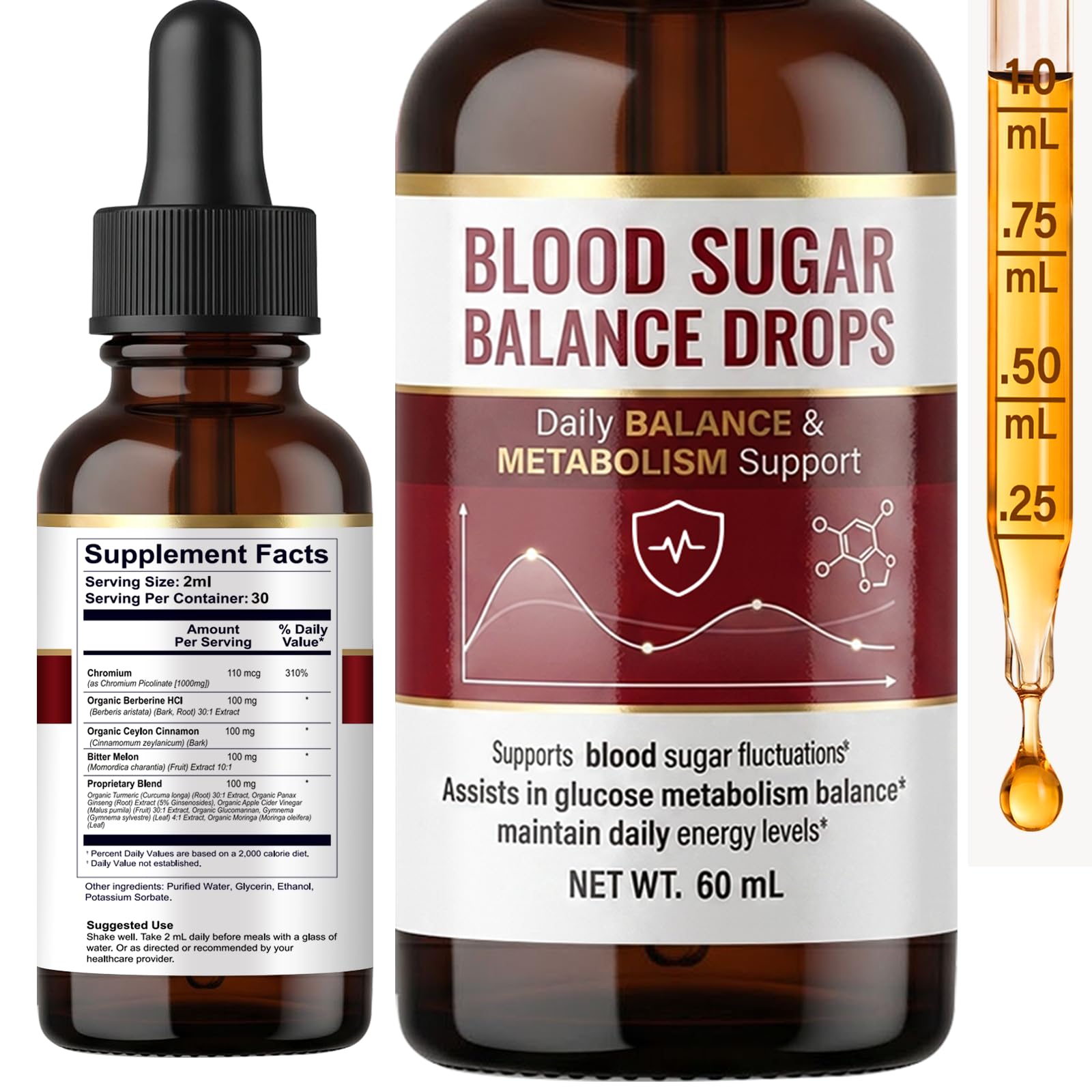 Blood Sugar Complex Liquid, with Berberine & Cinnamon, 2 Fl Oz