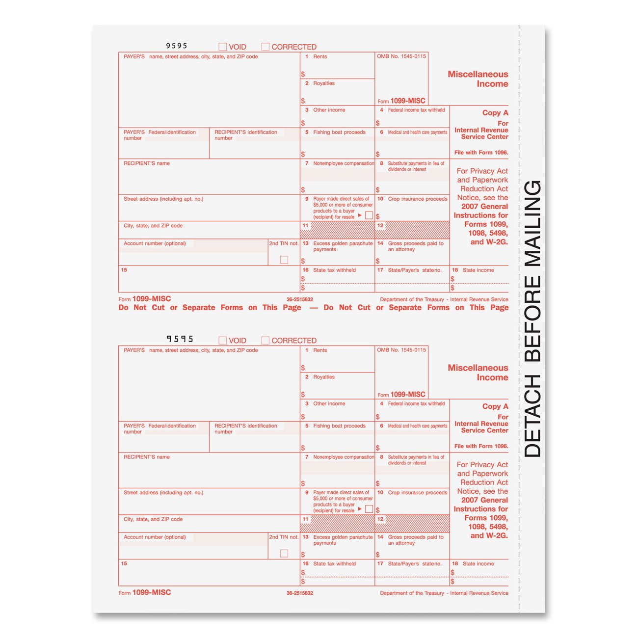 Amazon.com : TOPS-5-Part Miscellaneous 1099 Tax Forms for Laser Printers 50  Pack (22993) : Office Products
