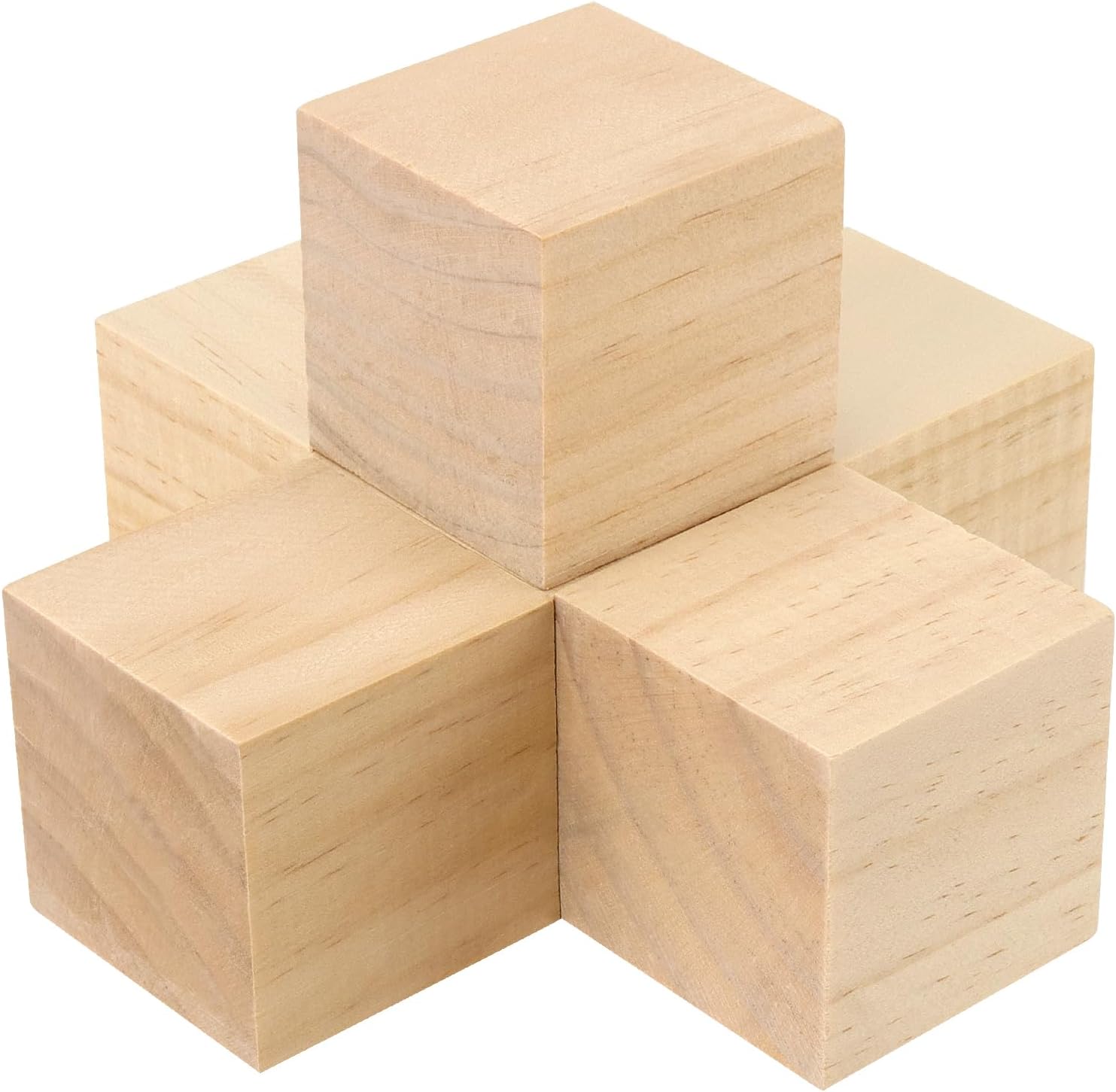 PINGEUI 70PCS 2 x 2 x 2 Inches Wooden Cubes, Unfinished Wooden Blocks, Small Solid Square Wood Craft Blocks for DIY Projects