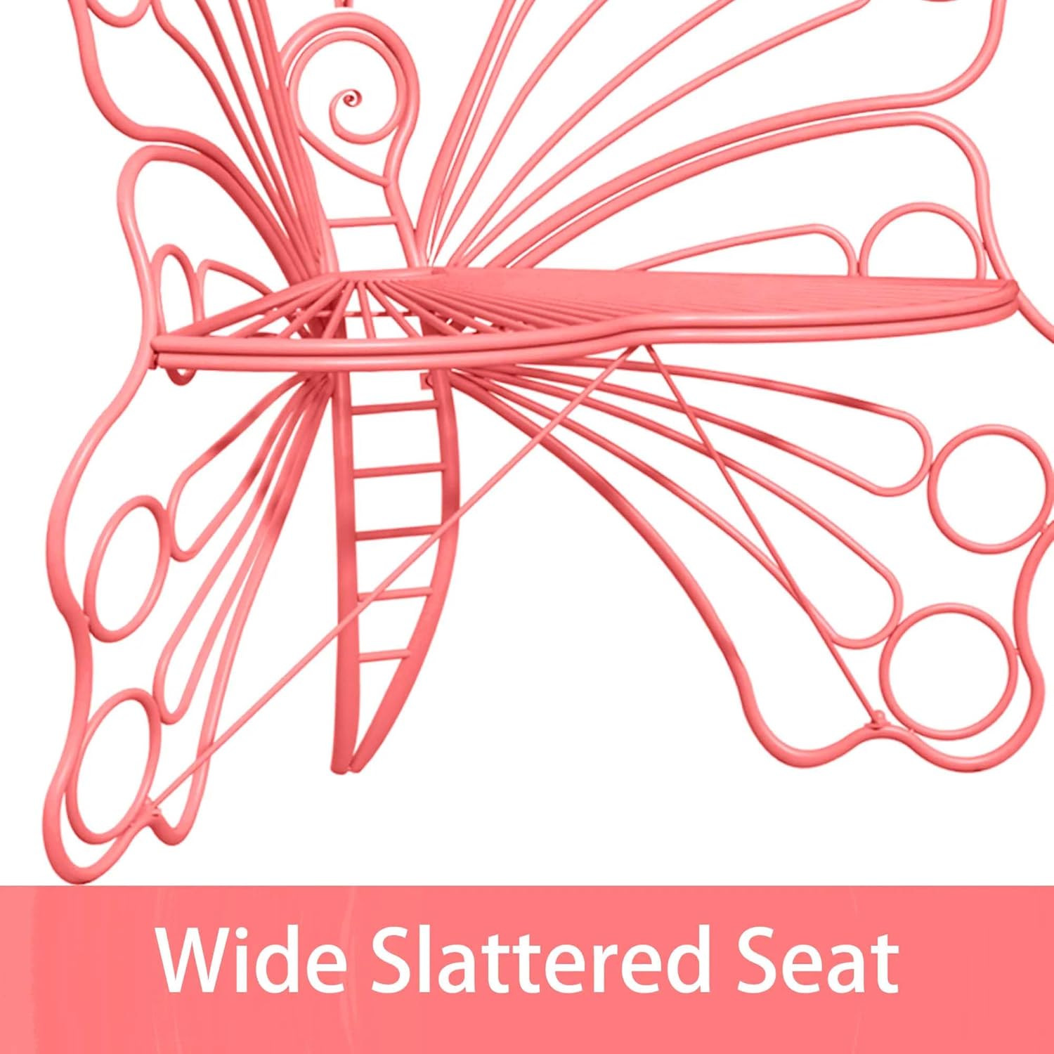Pink Cute Butterfly Benches for Outdoors, Pretty Garden Bench & 50" Metal Outside Bench, Front Porch Benches Outdoor with Sturdy Frame for Lawn Yard Balcony (Pink)