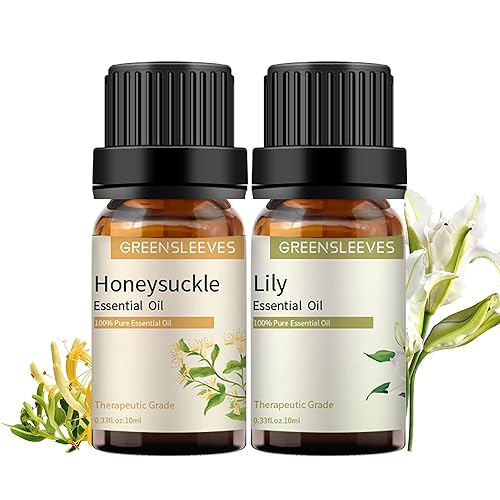 Miniatura 26 de GREENSLEEVES Juego de aceites esenciales de eucalipto de jazmín, 2 aceites aromáticos puros a base de plantas para aromaterapia, aceites esenciales