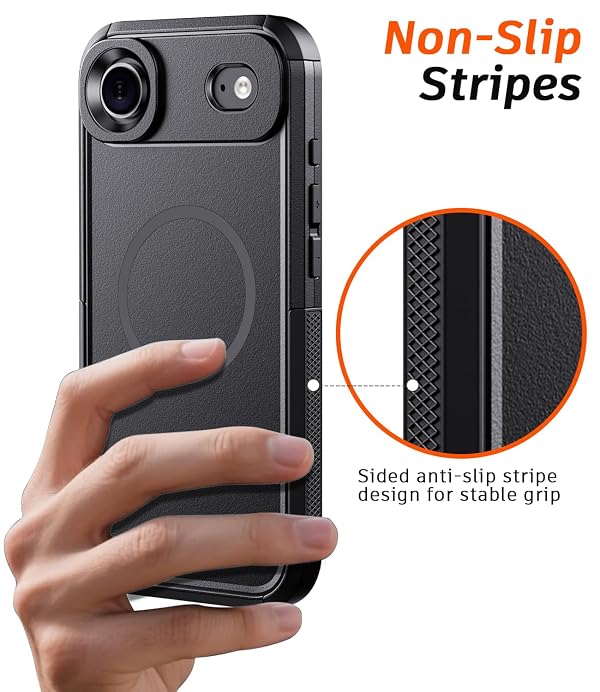 Diverbox Magnetic for iPhone Air Case-(Compatible with MagSafe) Heavy Duty Protection Phone Case with Camera Control Button with Screen Protector Shockproof Drop-Proof 6.5 inch (Black) by Diverbox - Image 8
