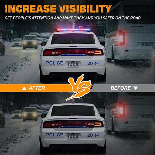 Miniatura 2 de XRIDONSEN 28.4" 80 luces LED de policía en la parte superior del techo rojo azul barra de luz de policía luz estroboscópica de emergencia