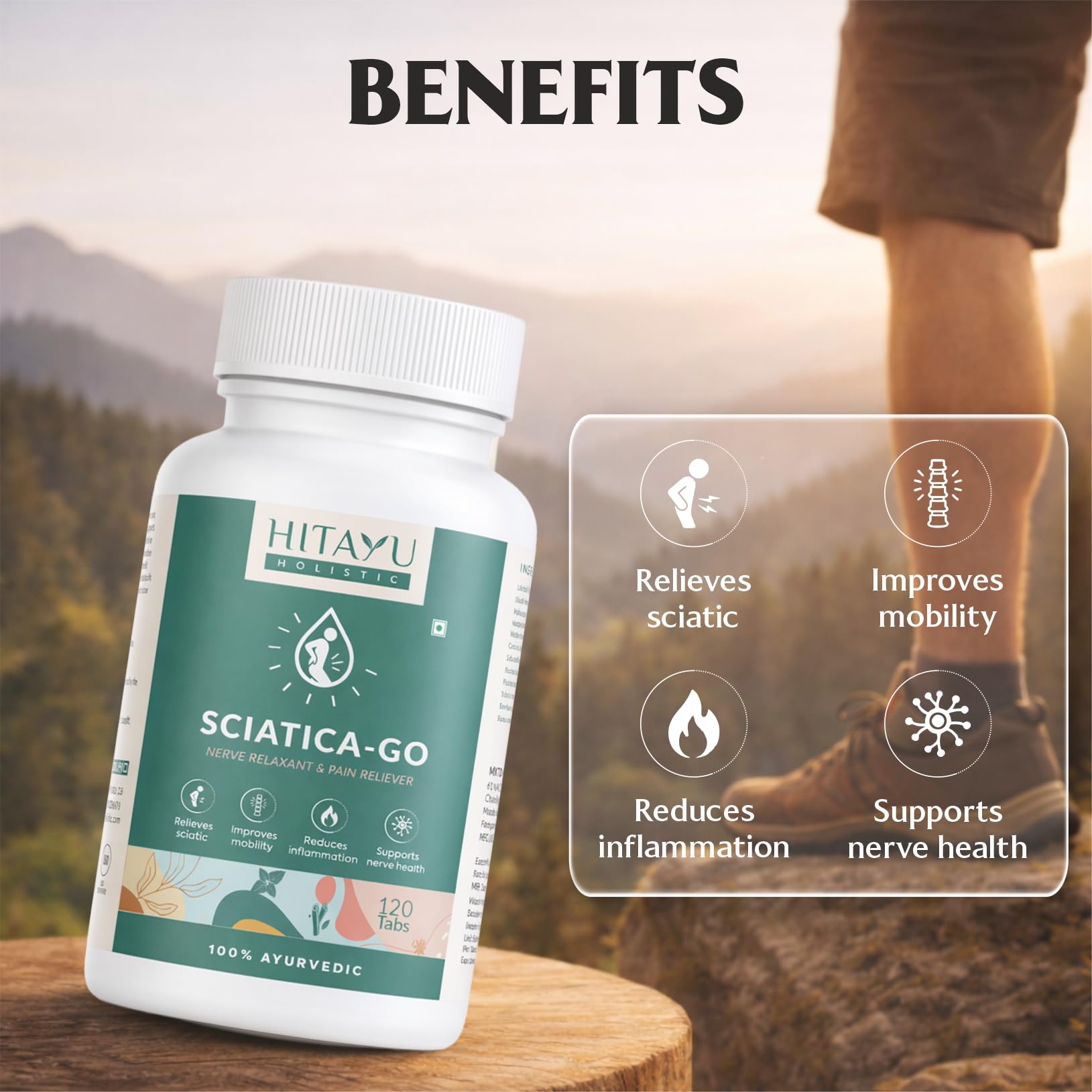 Sciatica Go | Nerve Relaxant & Pain Reliever | Ayurvedic Relief for Sciatic Pain, Inflammation & Nerve Health | Supports Mobility, Flexibility & Vata Balance | — Amazon image 3