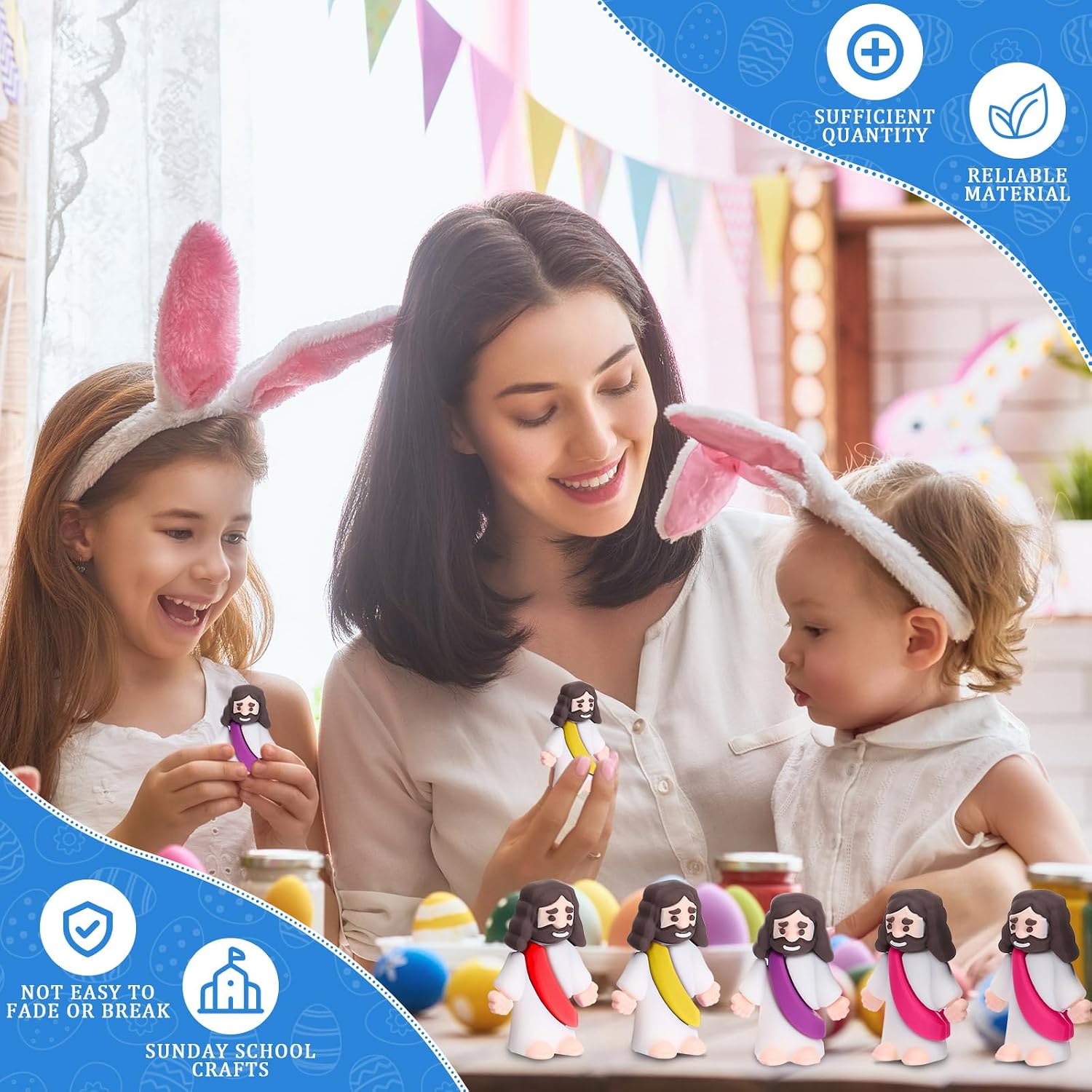 Barydat 100 Pcs Little Jesus Figures Vbs 2026 Crafts Mini Jesus Love You Figurines Pocket Tiny Christ Savior Toy Religious Gifts for Vbs Church Baptism Party Favors lllumination(Multicolor)