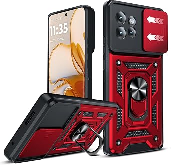 LeYi for Moto Edge-Plus 2023 Case Not Fit Edge 2023 Double Layer Rugged Shockproof Protection Android Phone Cover with Camera Cover and Magnetic Ring Stand for Edge+ Plus 2023, Red