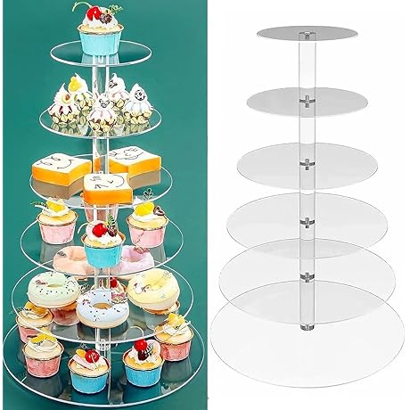 Acrylic 6 Tier Cupcake Stand: Display 60 Cupcakes in Style