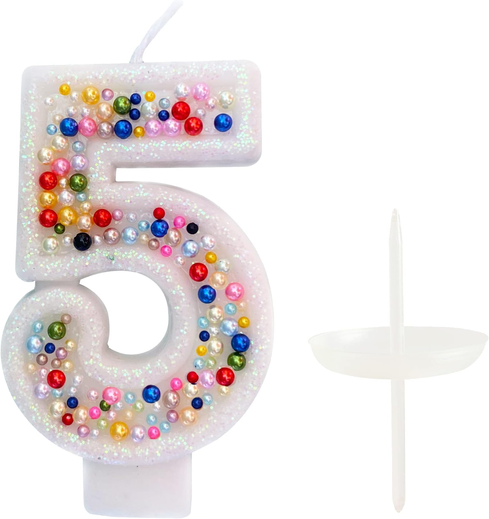 Amscan Flat Molded #5 Birthday Candles - 3 Inch Multicolor Number Candles For Cakes