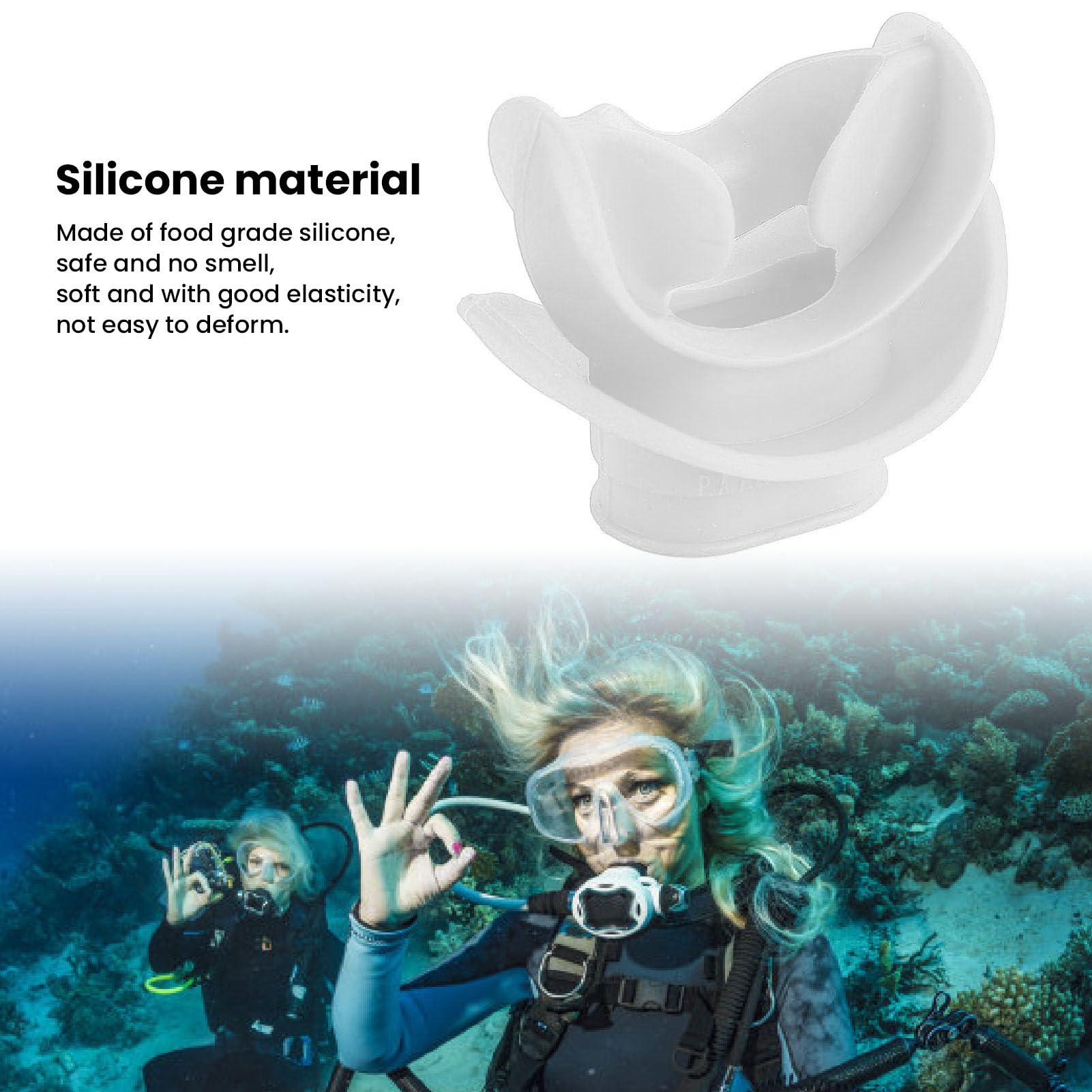 Beufee Scuba Diving Regulator Mouthpiece, Scuba Diving Regulator Comfort Bite Mouthpiece with Tie for Snorkeling Freediving (White)