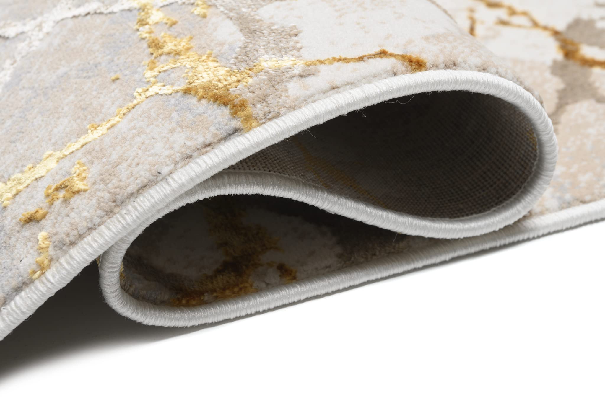 TAPISO Golden Alfombra de Pelo Corto Brillante Suave Diseño Moderno Beige Dorado Alfombra de Salón Dormitorio Habitación Comedor Oficina Oeko-Tex 140 x 200 cm