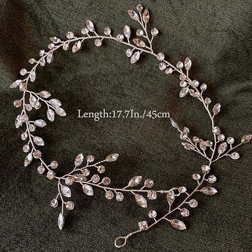 Miniatura 2 de JAKAWIN Bride Crystal Wedding Hair Vine Silver Bridal Hair Piece Rhinestone Accesorios para el cabello para mujeres y niñas HV113