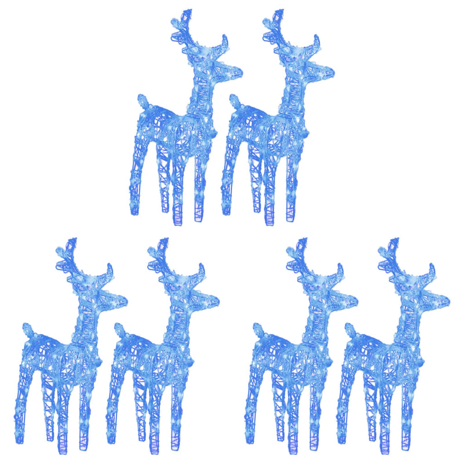 Gecheer LED-Rentiere 6 STK. Blau 240 LEDs Acryl, Weihnachtsdekoration für Weihnachtsmarkt Festliche Eventdekoration Garten Rasen Terrasse Vorgarten Fassade3154259