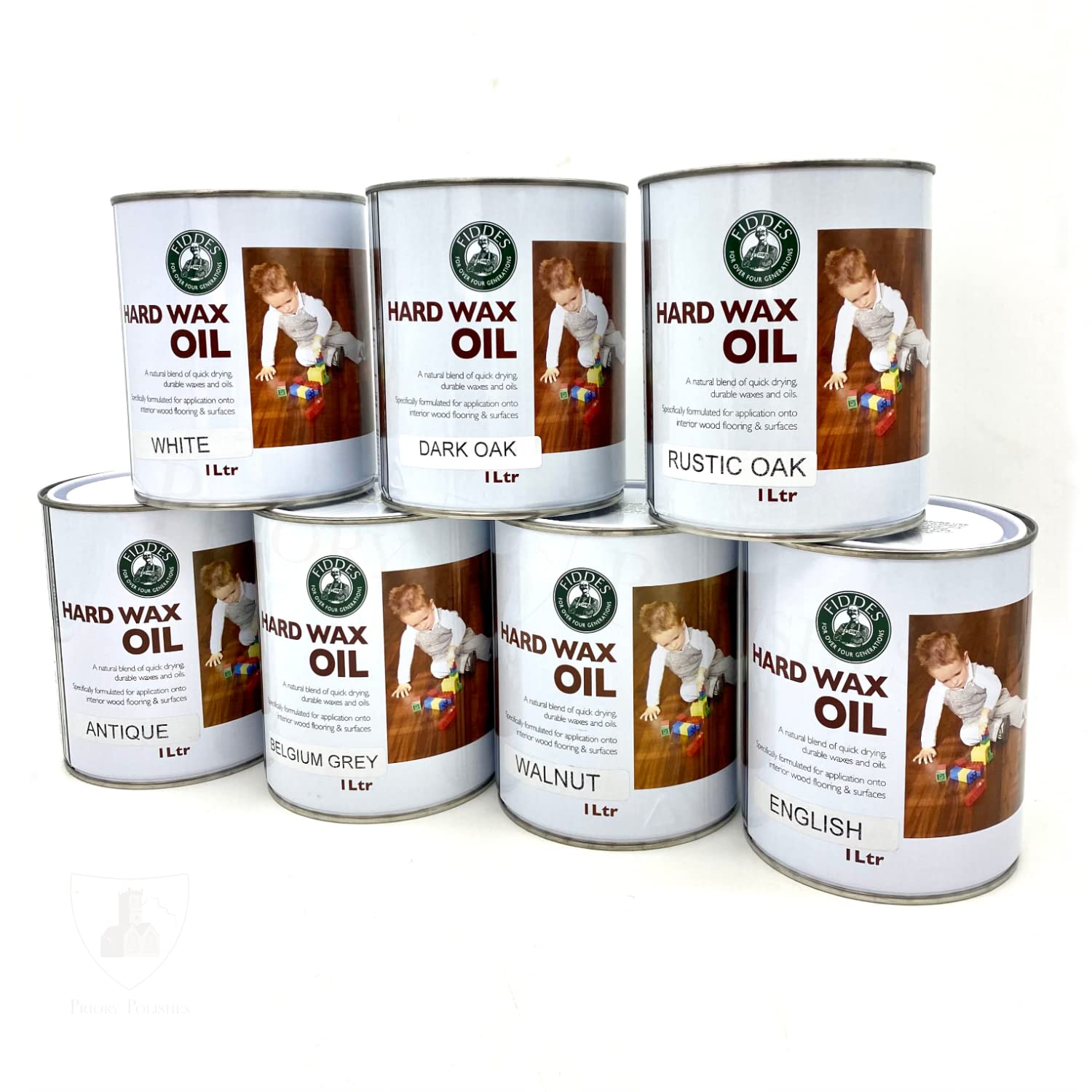 Fiddes Hard Wax Oil Tints - Clear Satin, for Floors, Doors & Furniture (Dark Oak) 1L