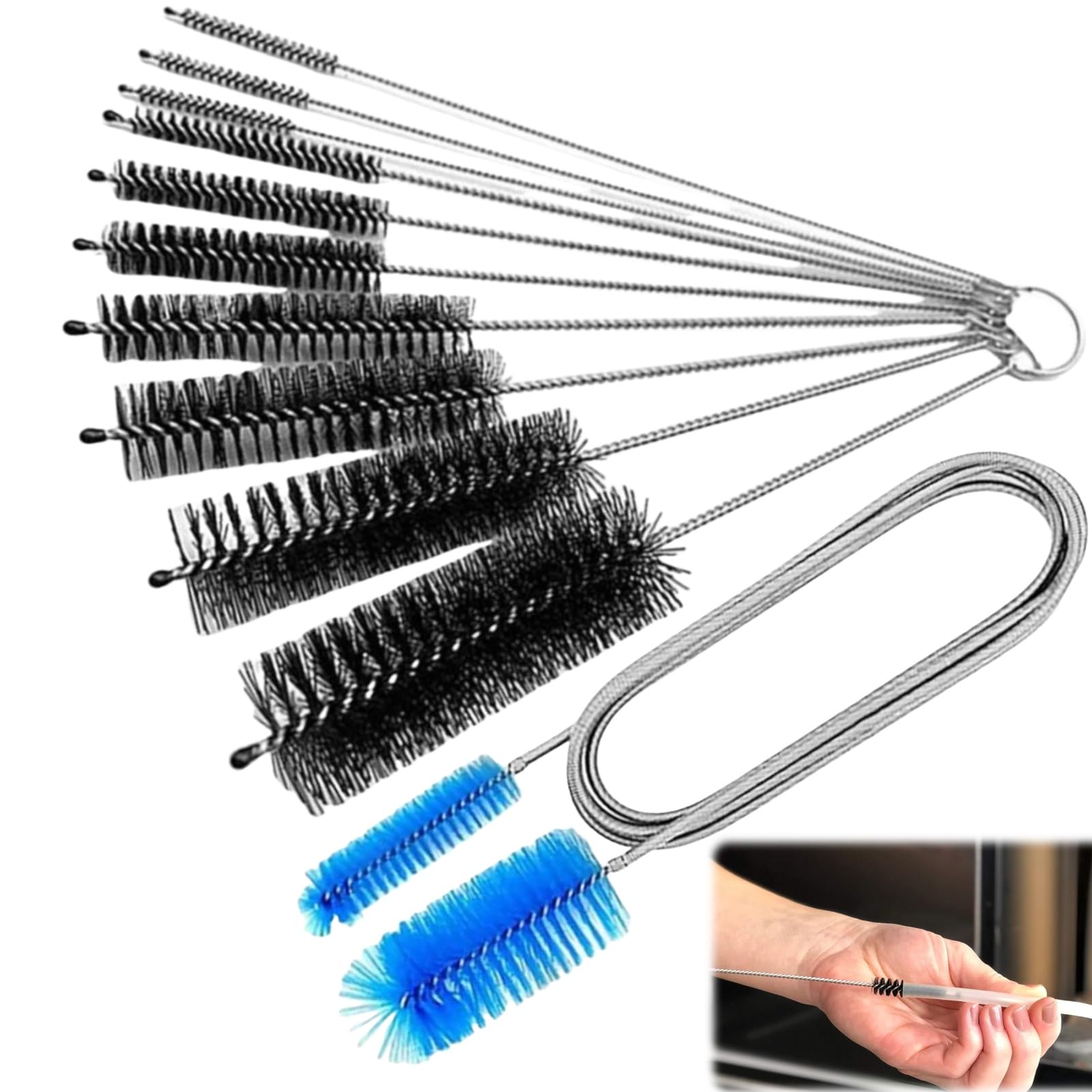 Cepillo para Tubos de Acuarios,11pcs Cepillo para Tubo de Aire y Manguera de Acuario,Cepillo Adecuado para Tuberías de Acuarios,Adecuado para Tuberías de Acuarios